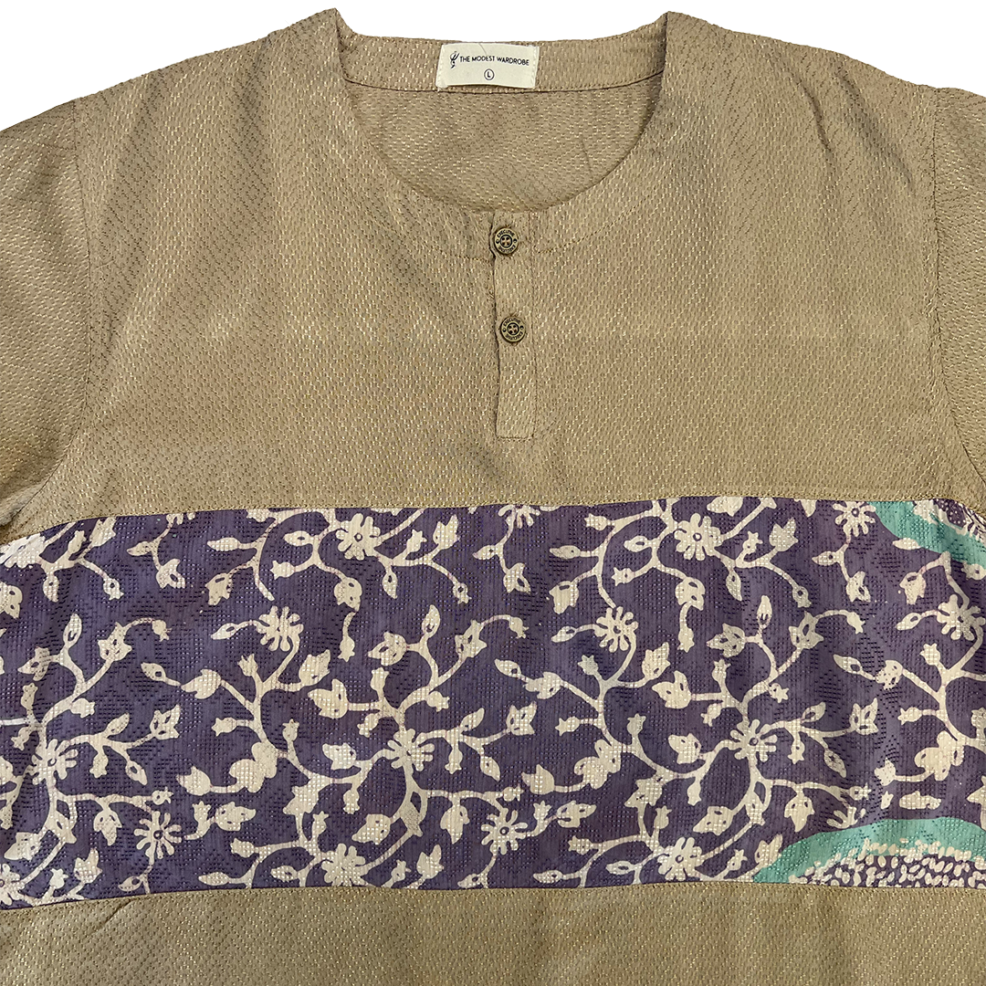 TMW Batik Kurta Men Short Sleeve (C) - Orchid Greige