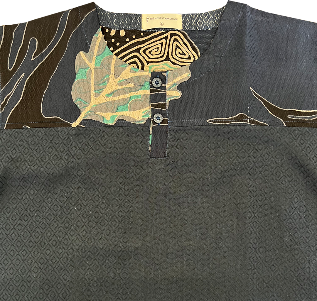 TMW Batik Kurta Men Short Sleeve (T) - Oxford Navy