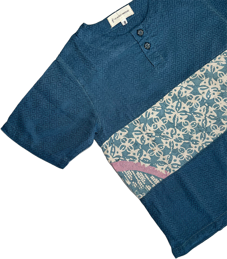 TMW Boy’s Batik Kurta Short Sleeve (C) - Midnight Blue