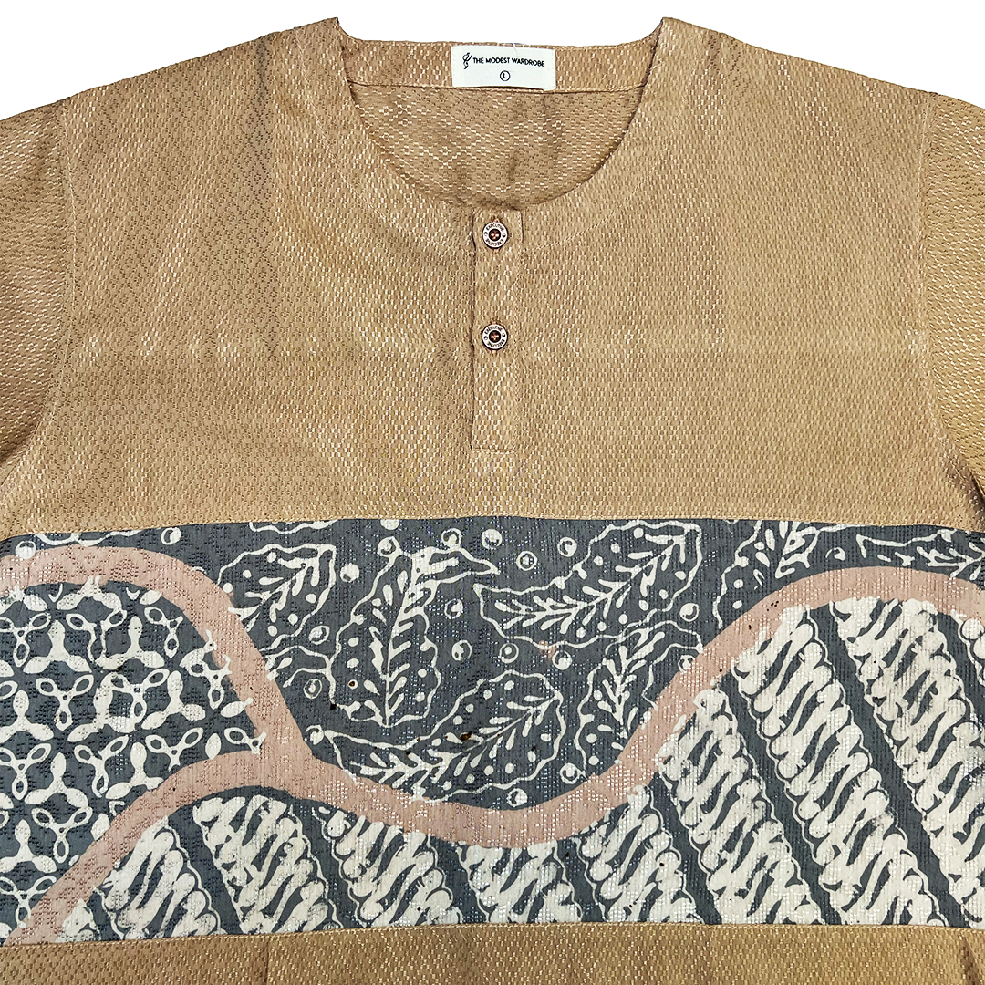 TMW Batik Kurta Men Short Sleeve (C) - Rose Taupe