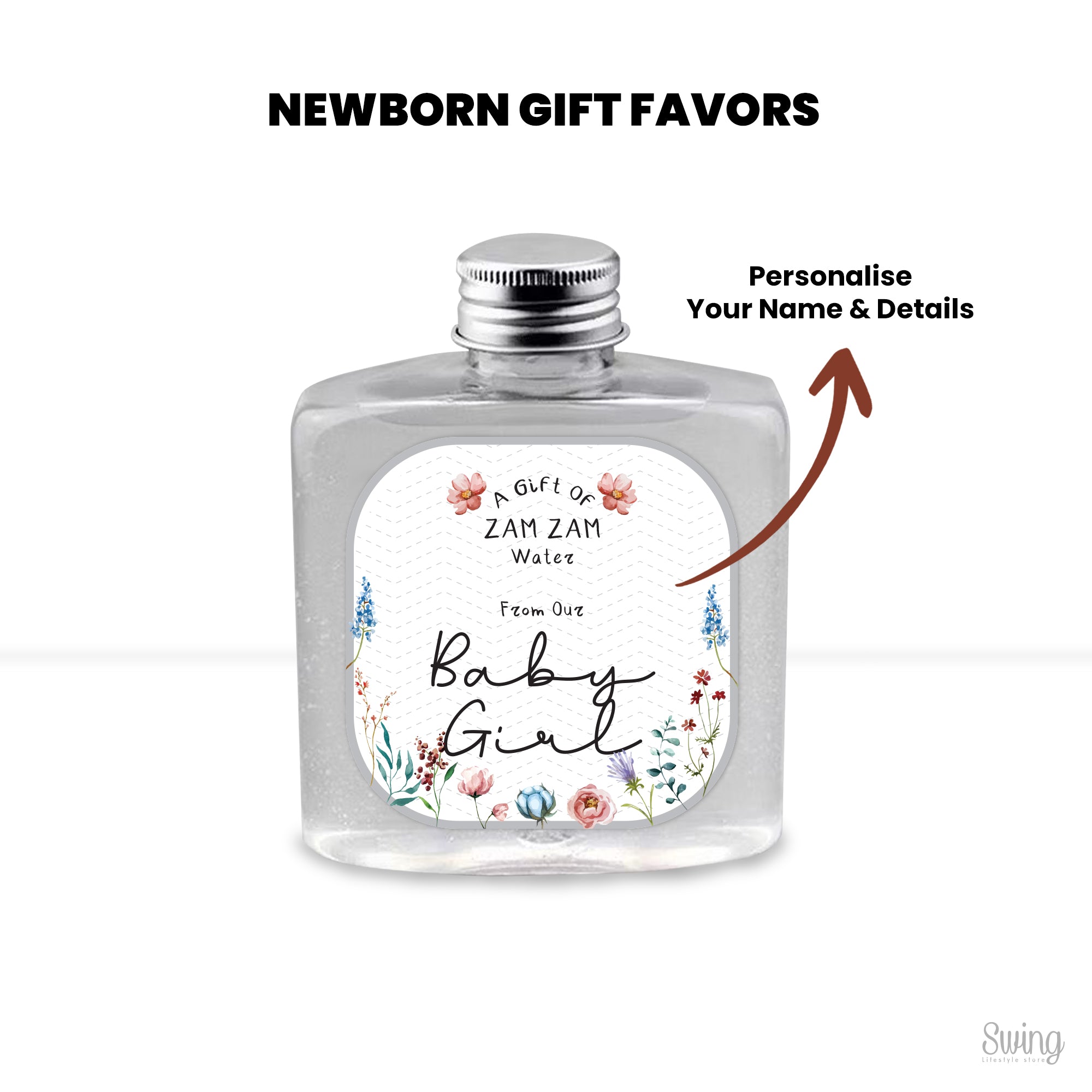 Zam Zam favors : Personalise for your Baby's Event (Bottle Only) 250ml capacity