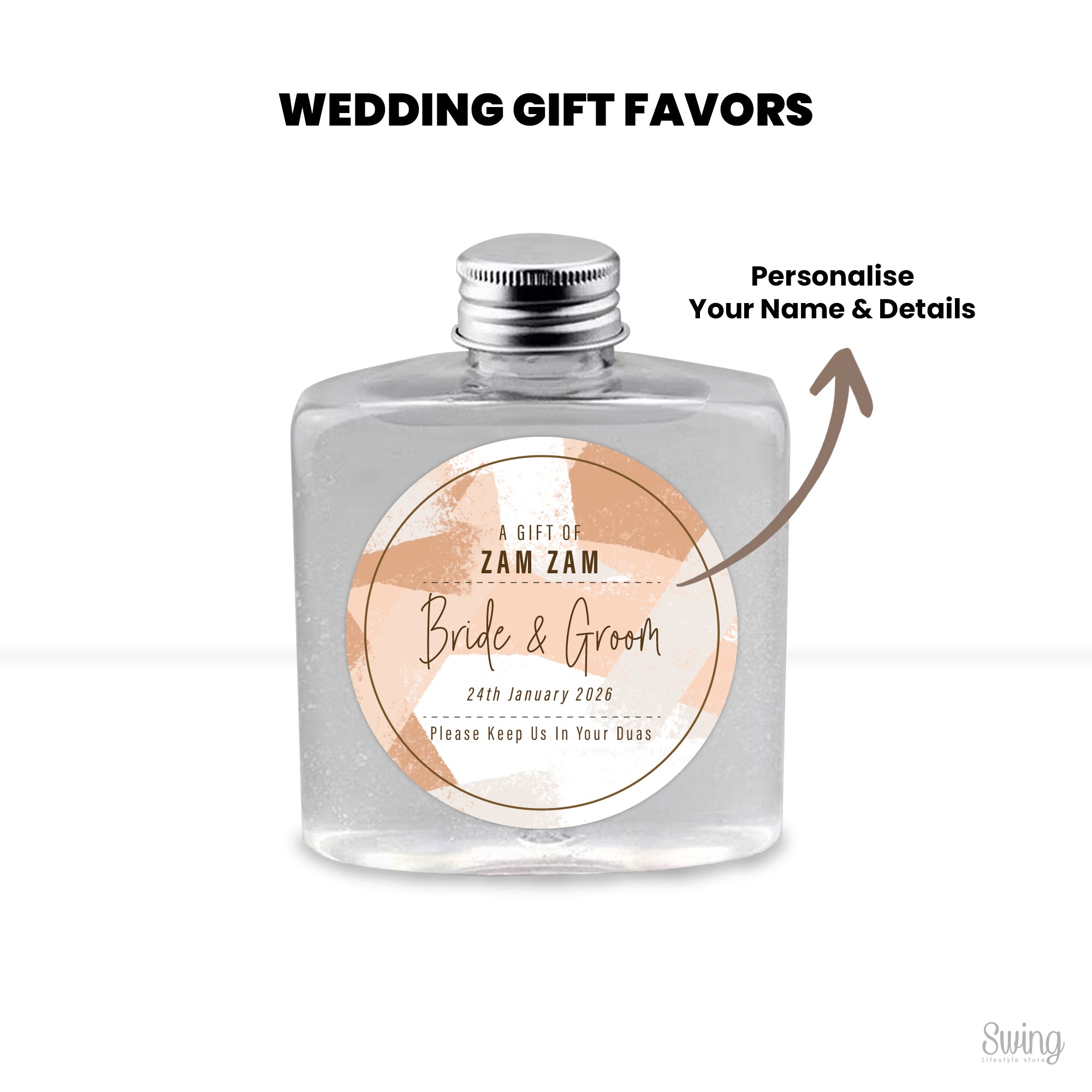 Zam Zam favors : Personalise for your Wedding (Bottle Only) 250ml capacity