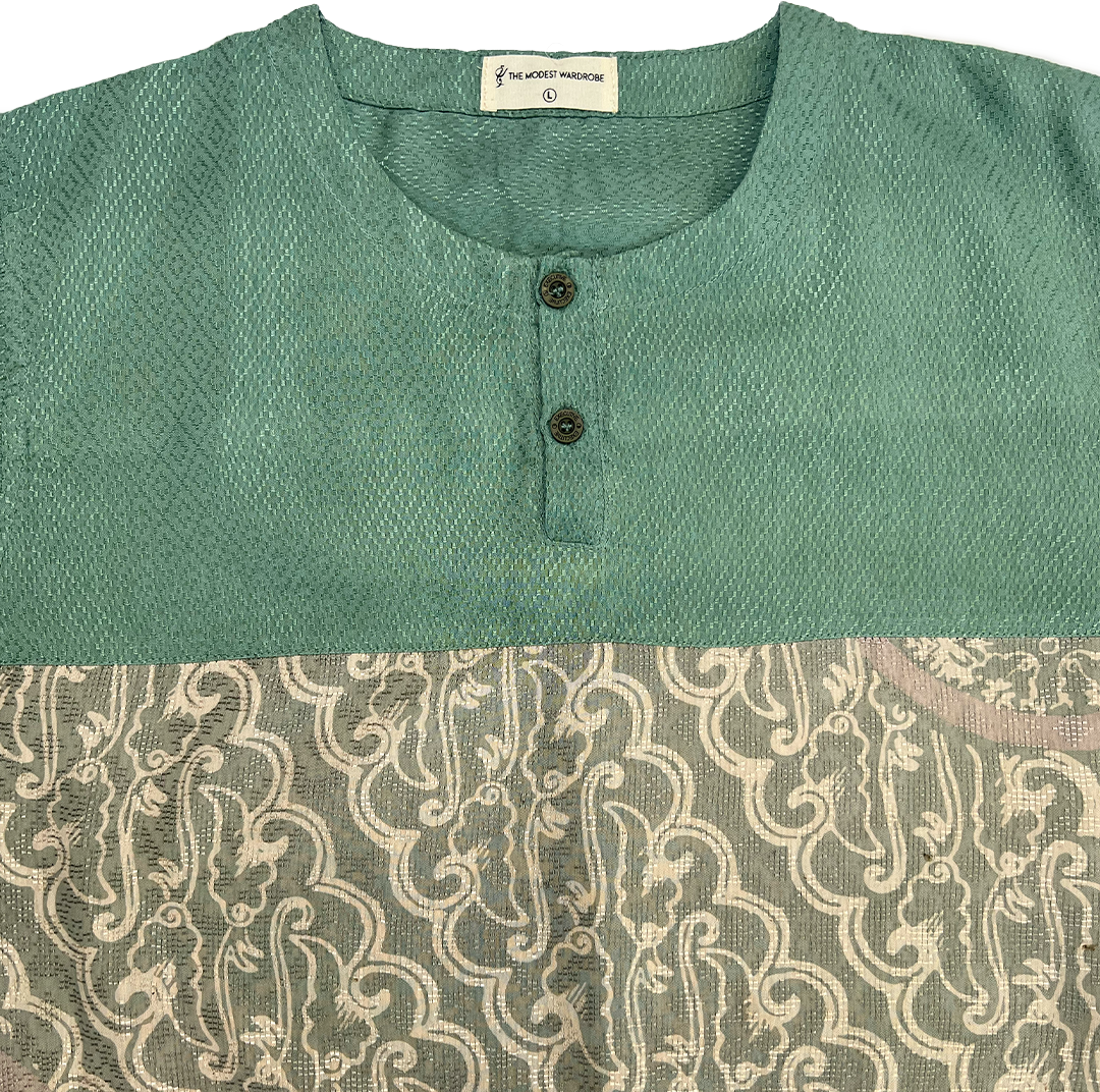 TMW Batik Kurta Men Long Sleeve (C) - Teal Green