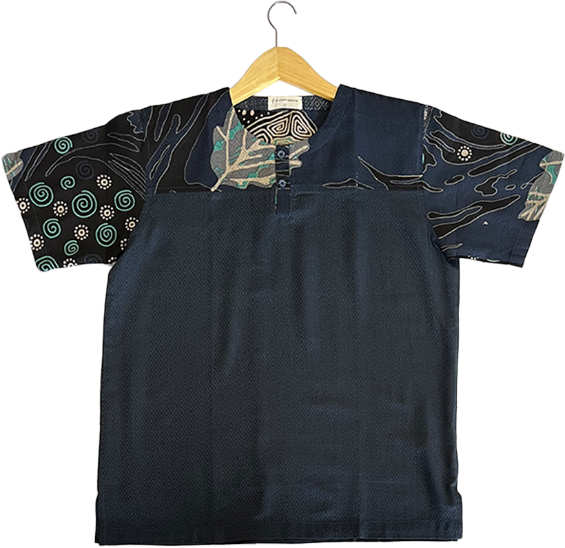 TMW Batik Kurta Men Short Sleeve (T) - Oxford Navy