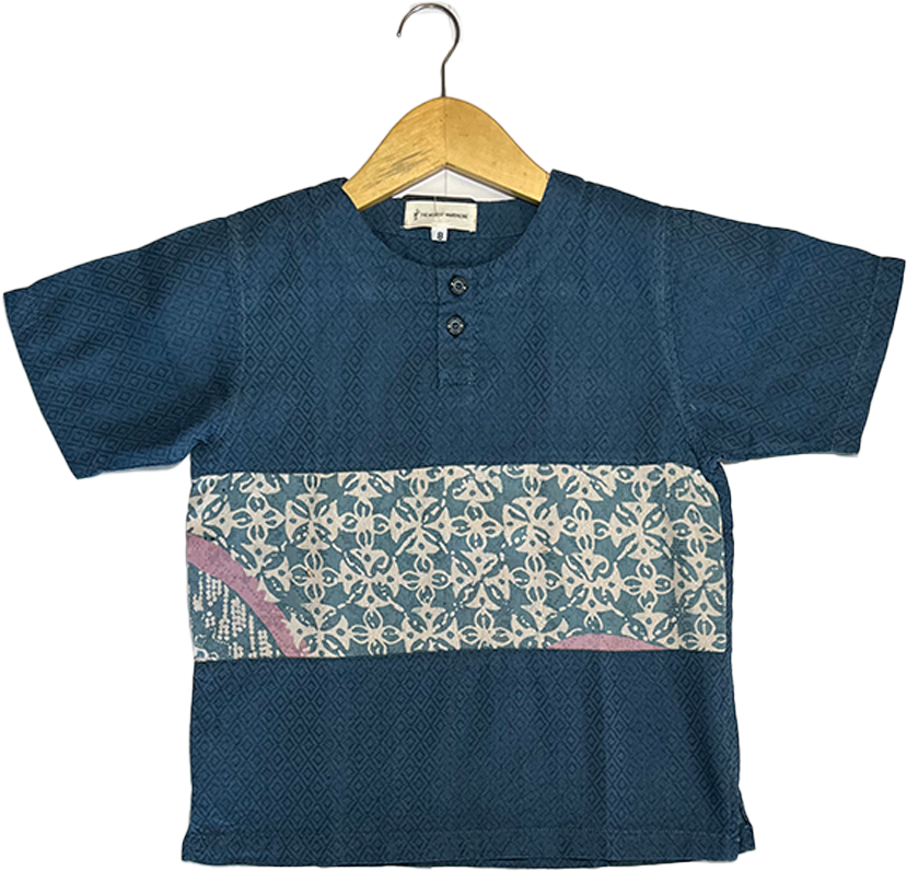 TMW Boy’s Batik Kurta Short Sleeve (C) - Midnight Blue