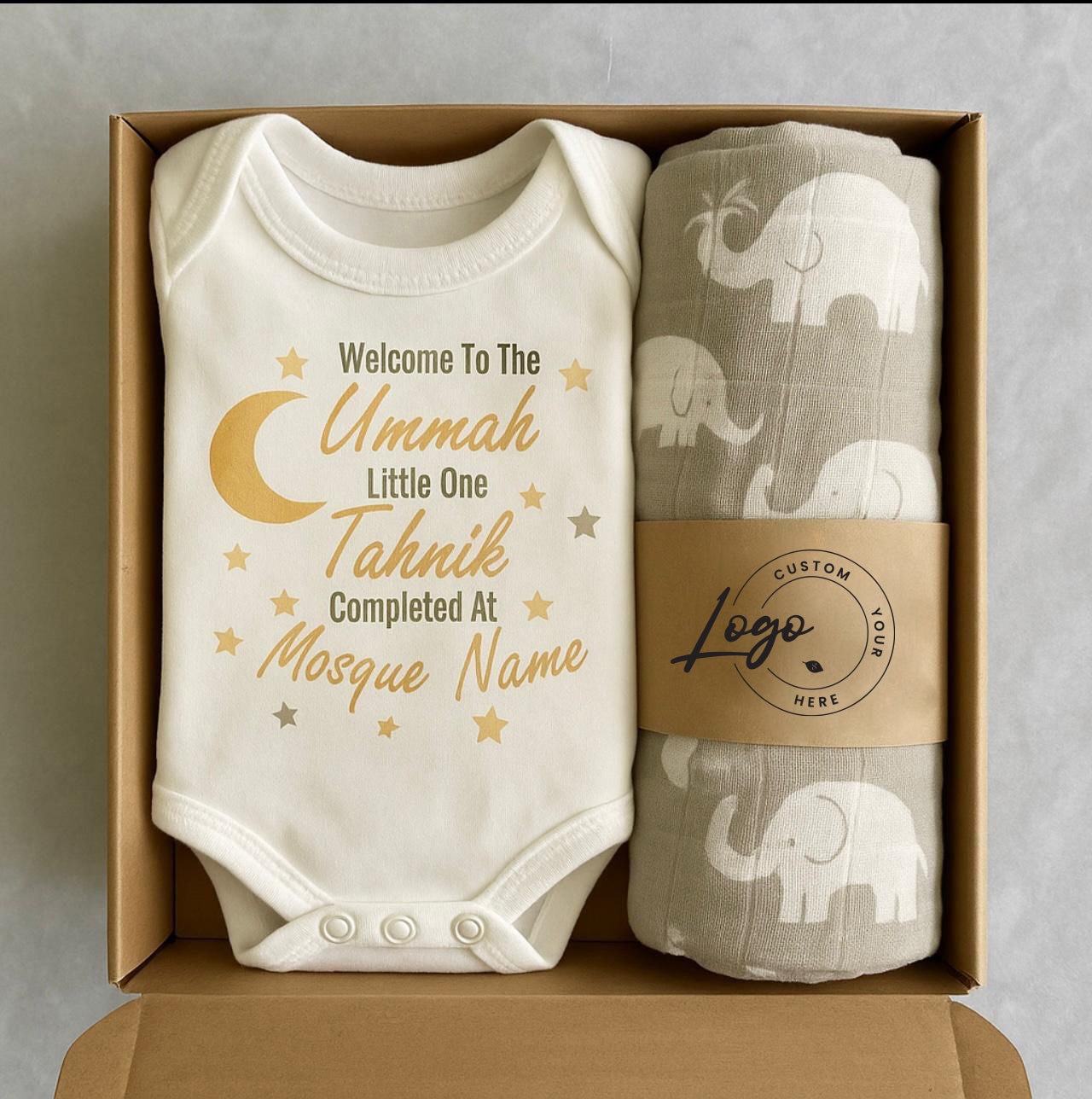 Personalise Newborn Gift Sets : Romper with Swaddle