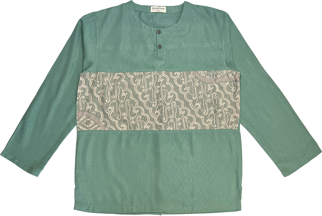 TMW Batik Kurta Men Long Sleeve (C) - Teal Green