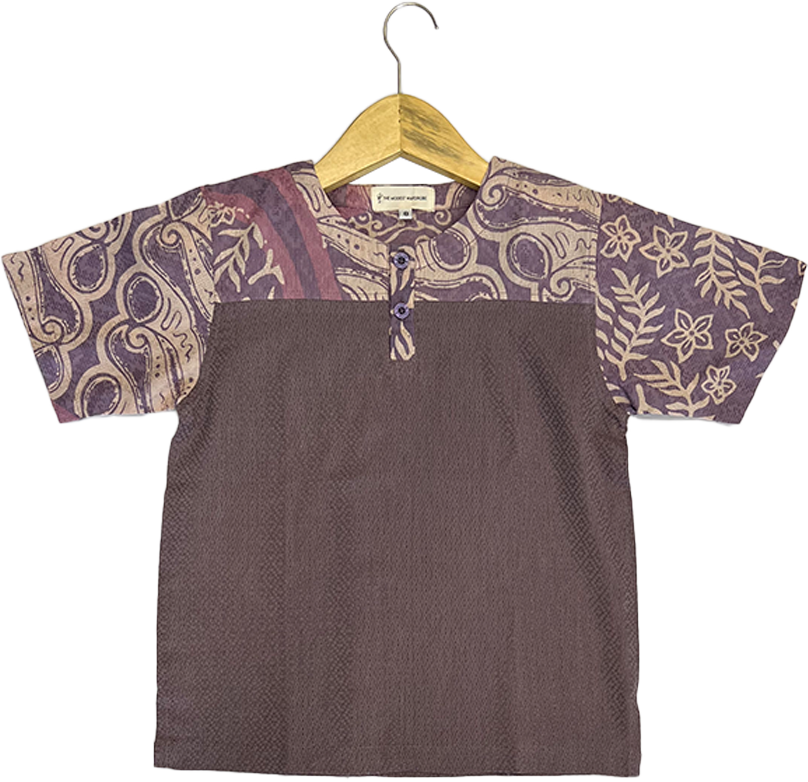 TMW Boy’s Batik Kurta Short Sleeve (T) - Purple Mauve