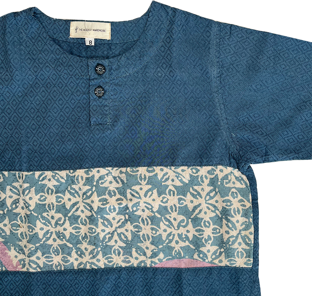 TMW Boy’s Batik Kurta Short Sleeve (C) - Midnight Blue