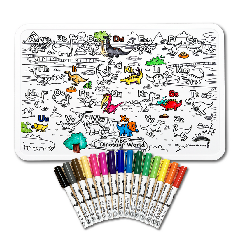 THE PETITE DISTRICT - ABC Dinosaur World : Bundle Colour Me Mats