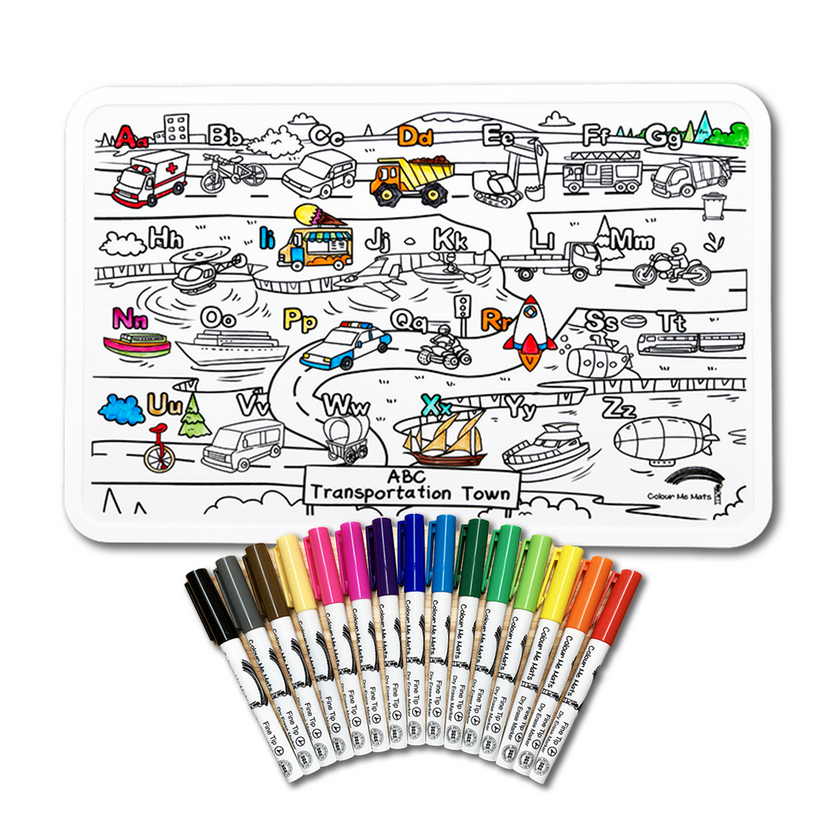 THE PETITE DISTRICT - ABC Transportation Town : Bundle Colour Me Mats