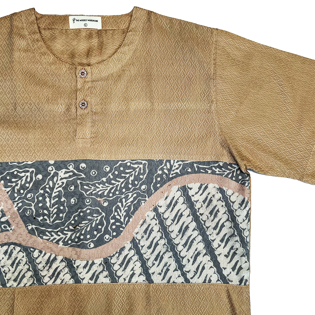 TMW Batik Kurta Men Short Sleeve (C) - Rose Taupe