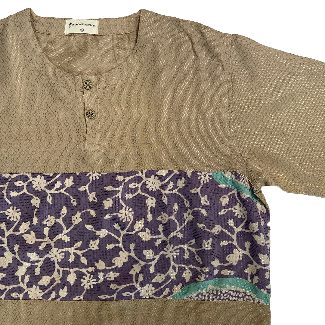 TMW Batik Kurta Men Short Sleeve (C) - Orchid Greige