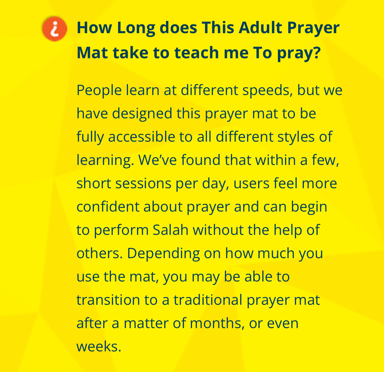 MY SALAH MAT - Adult/ Revert Interactive Prayer Mat