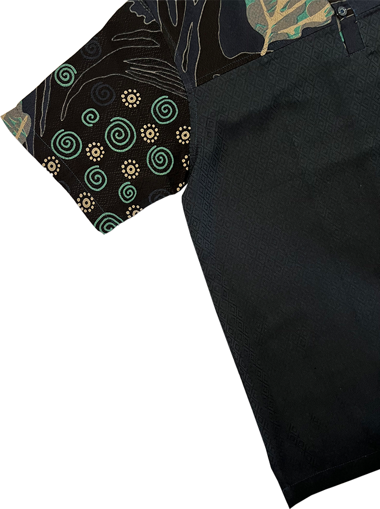 TMW Batik Kurta Men Short Sleeve (T) - Oxford Navy