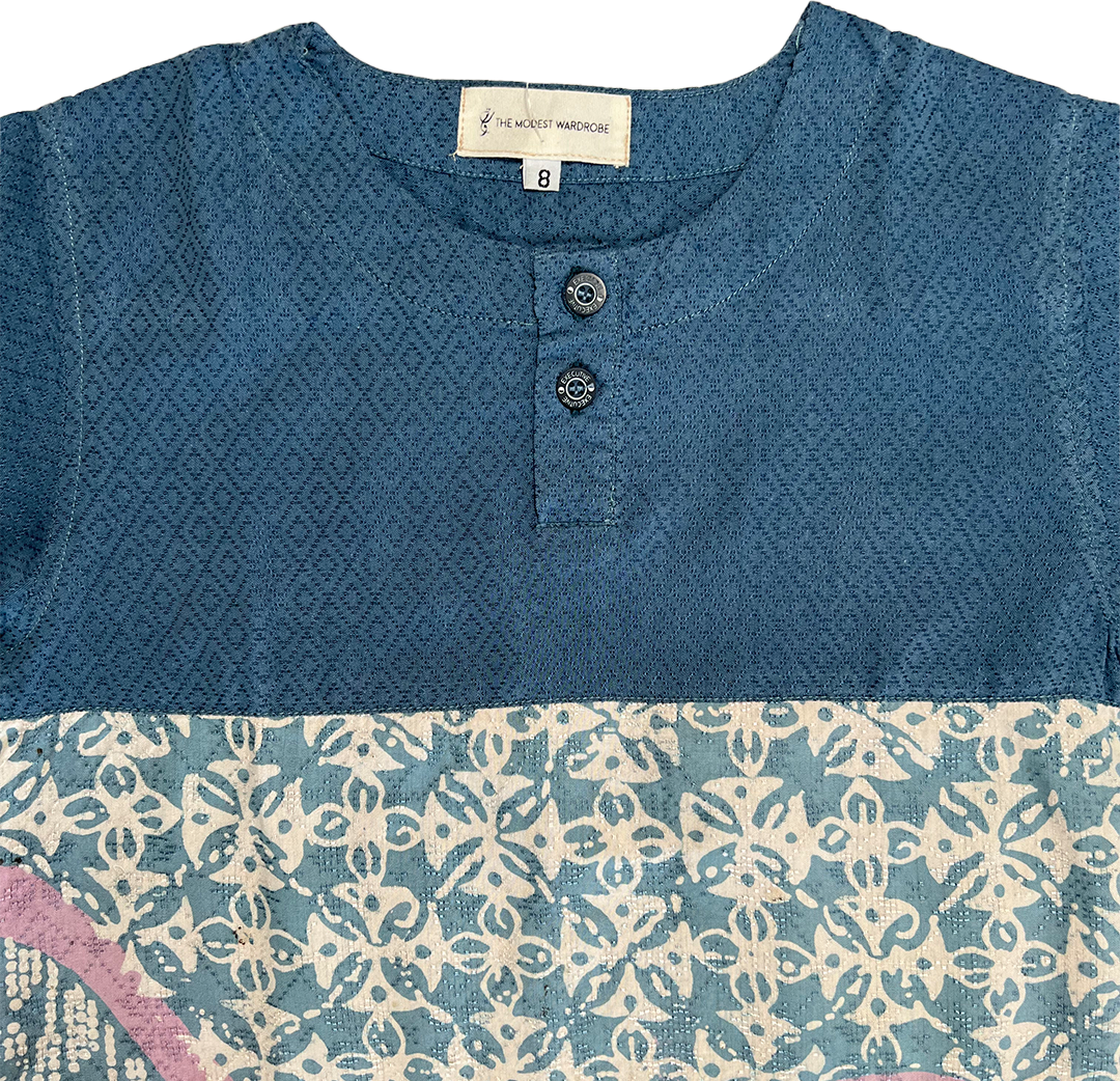 TMW Boy’s Batik Kurta Short Sleeve (C) - Midnight Blue