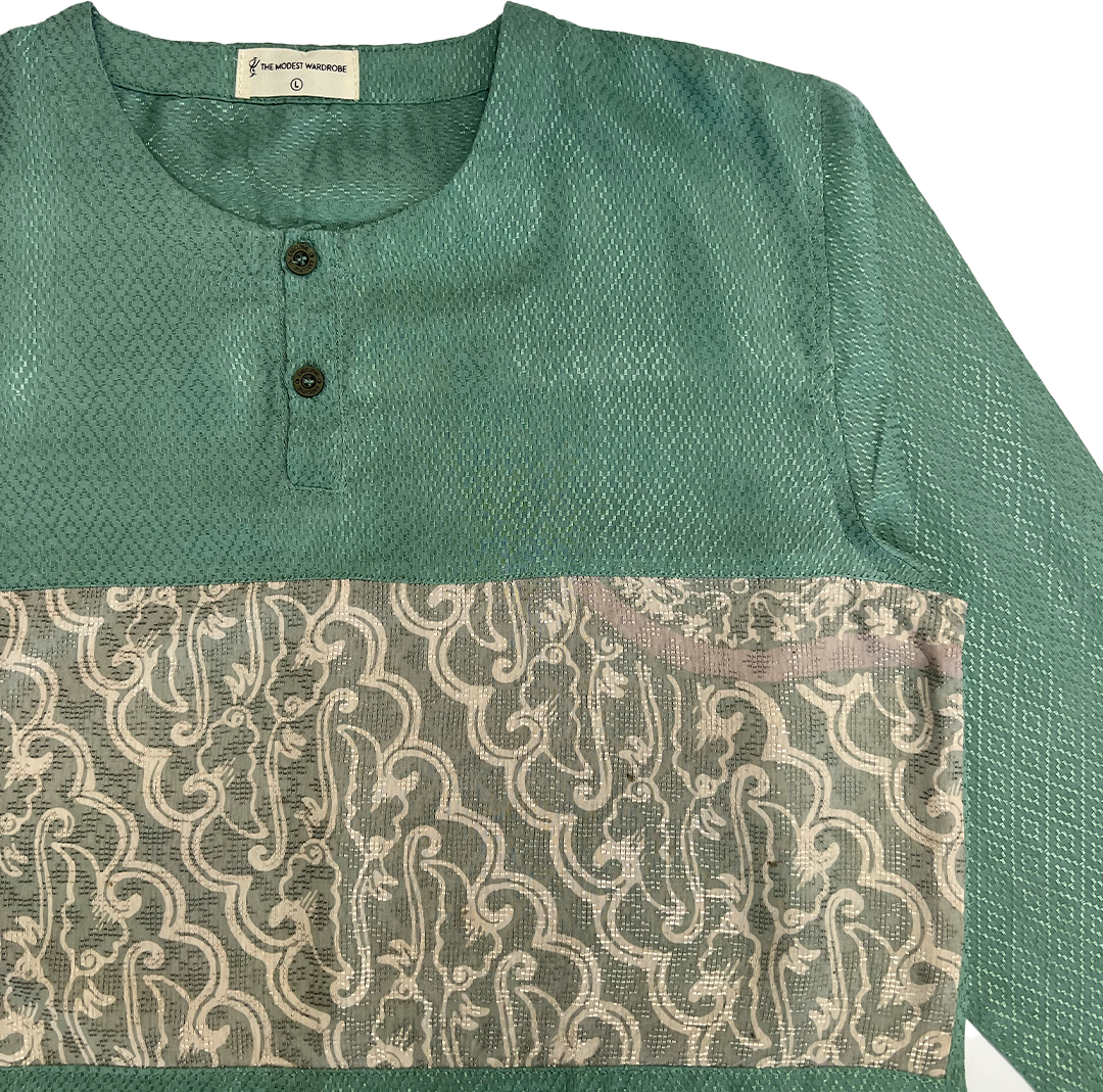 TMW Batik Kurta Men Long Sleeve (C) - Teal Green