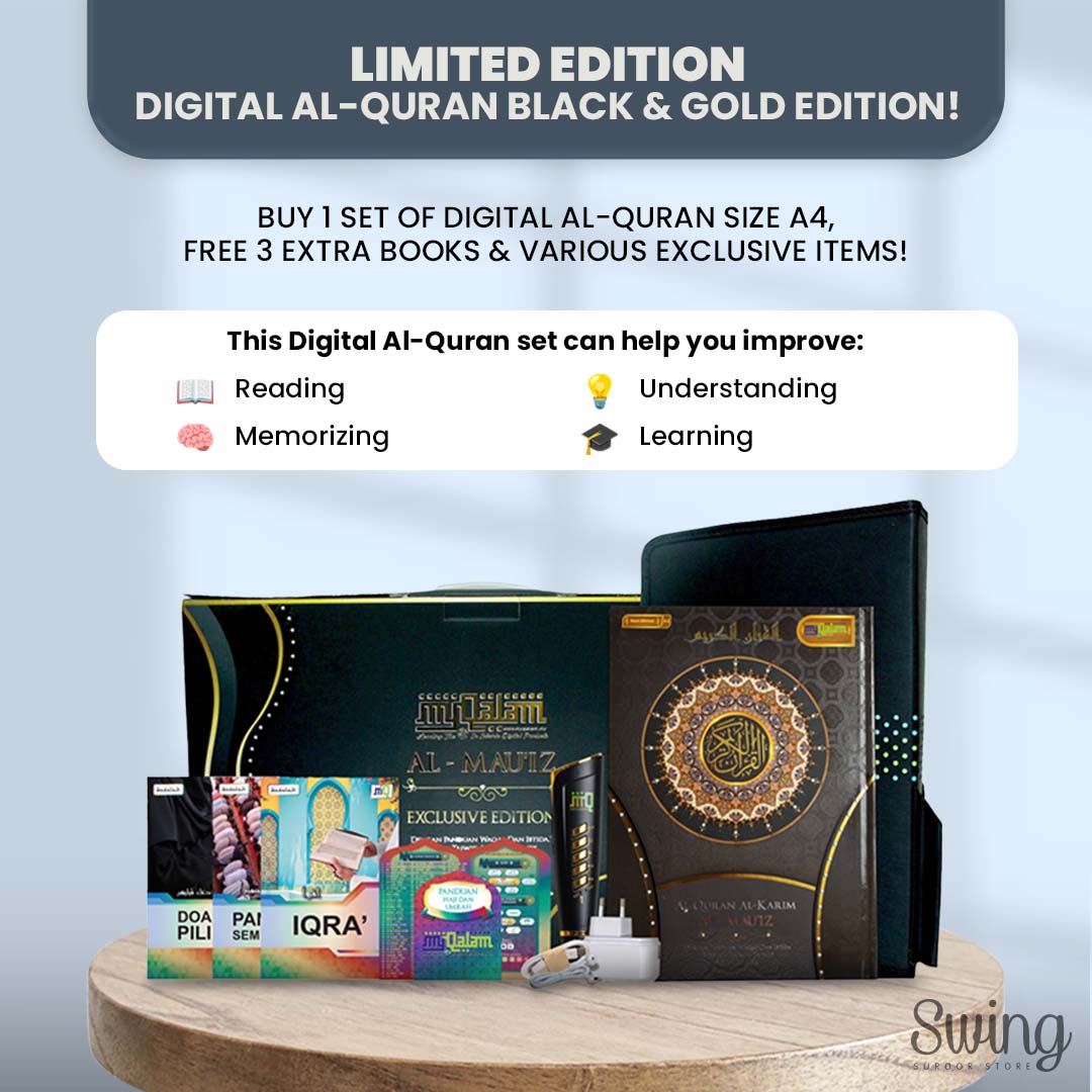 Al-Mau'iz Black Edition | Quran Digital Pen Tajwid (A4)