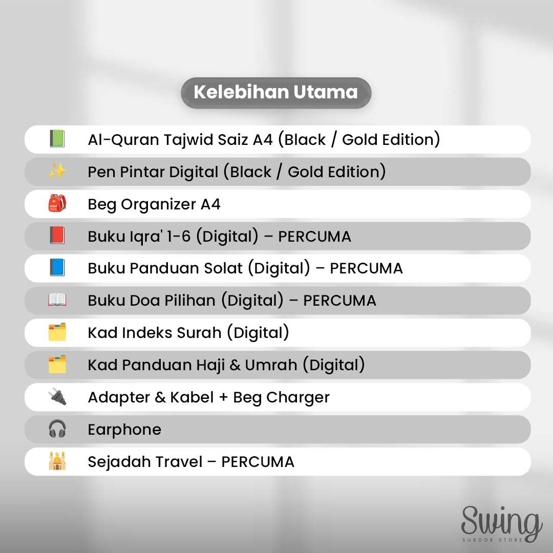 Al-Mau'iz Black Edition | Quran Digital Pen Tajwid (A4)