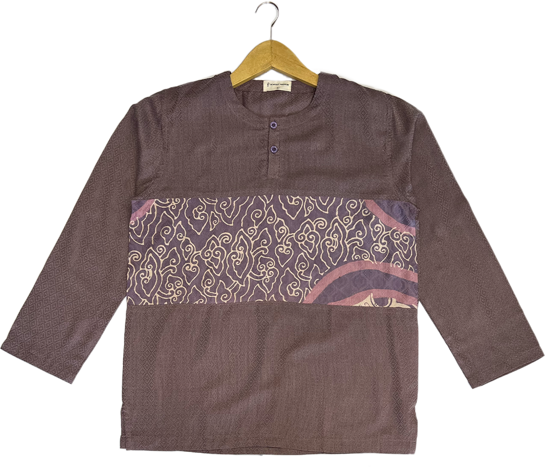 TMW Batik Kurta Men Long Sleeve (C) - Purple Mauve