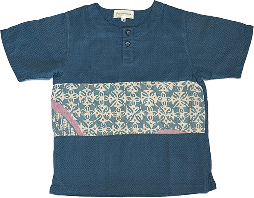 TMW Boy’s Batik Kurta Short Sleeve (C) - Midnight Blue