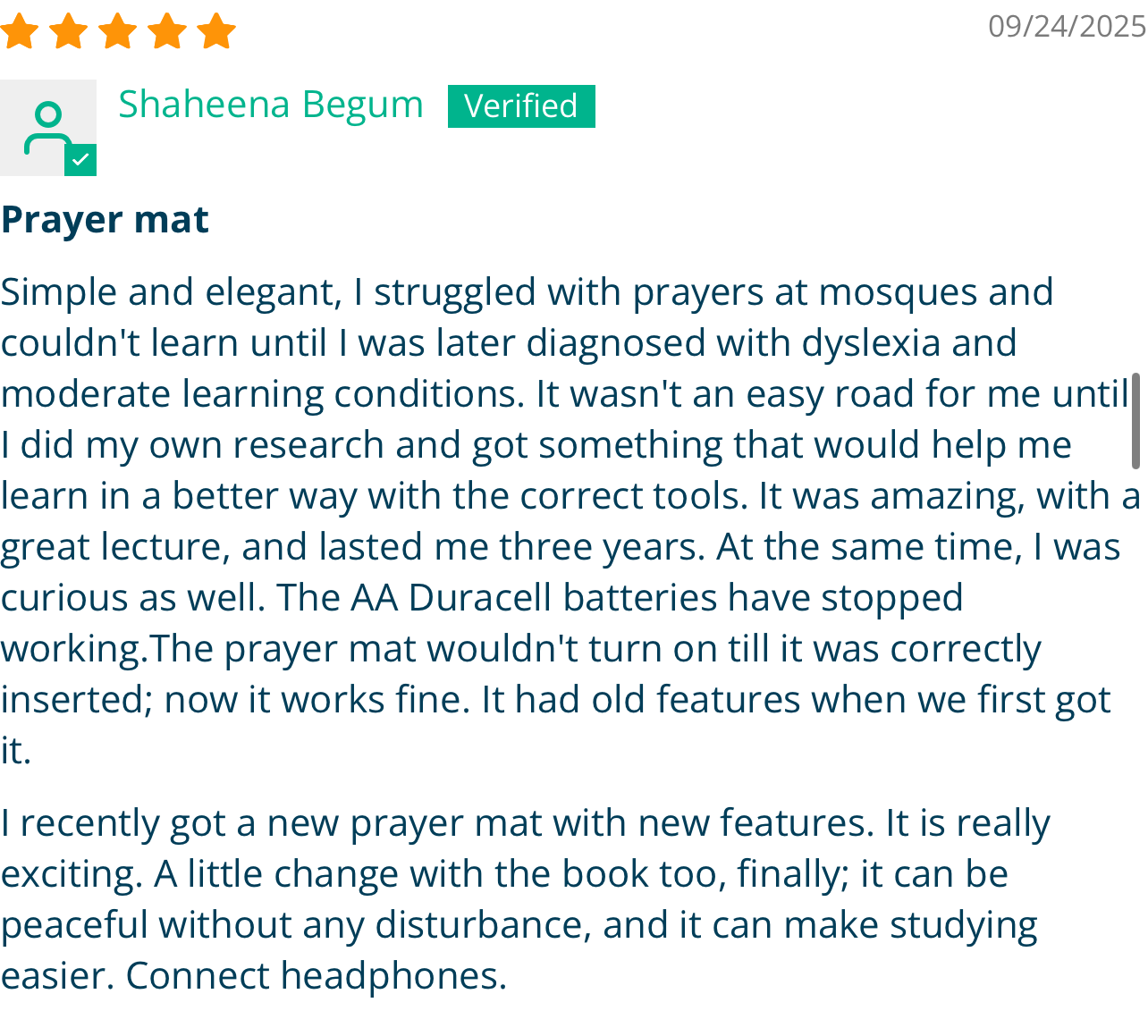 MY SALAH MAT - Adult/ Revert Interactive Prayer Mat