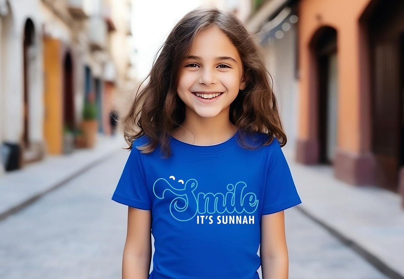 (NEW) Imanhood Kids T-Shirt - Smile It's Sunnah Navy Blue