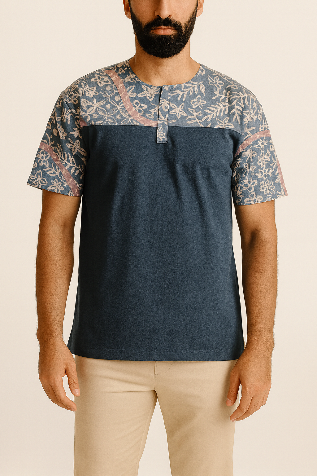 TMW Batik Kurta Men Short Sleeve (T) - Midnight Blue
