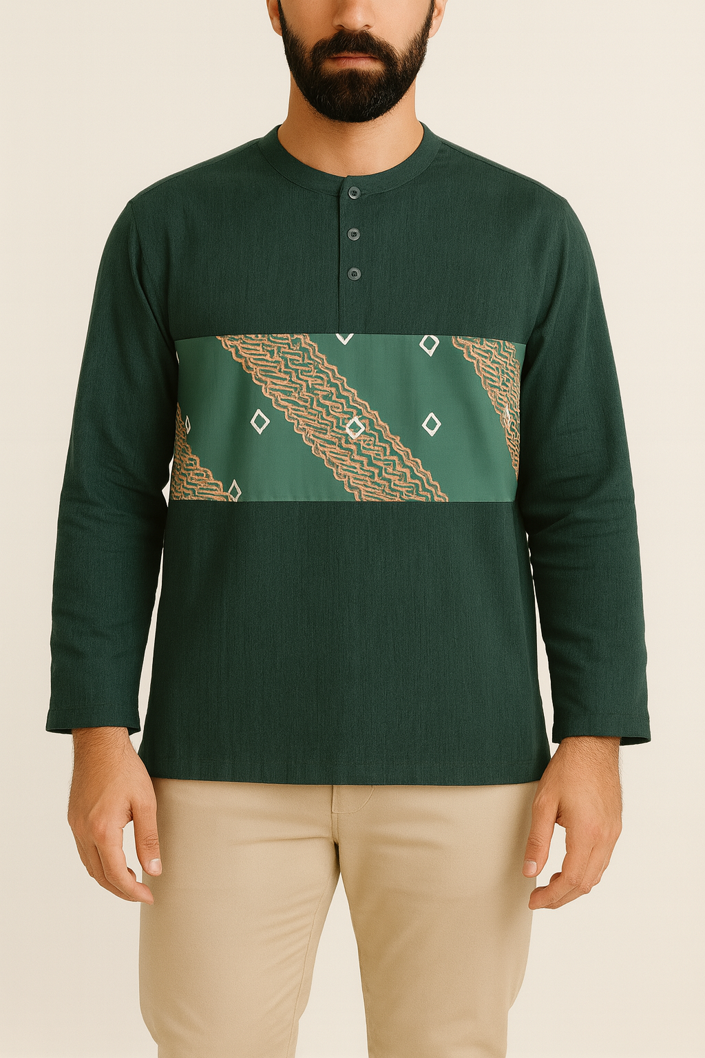 TMW Batik Kurta Men Long Sleeve (C) - Pine Grove