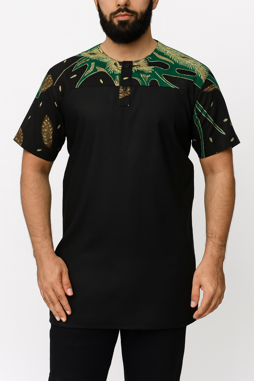 TMW FESA Madinah Cttn Batik Kurta 474 - Top Green Black (SS)