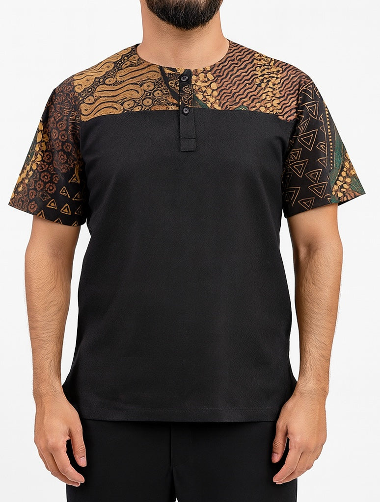 TMW Batik Kurta Men Short Sleeve (T) - Nature Black