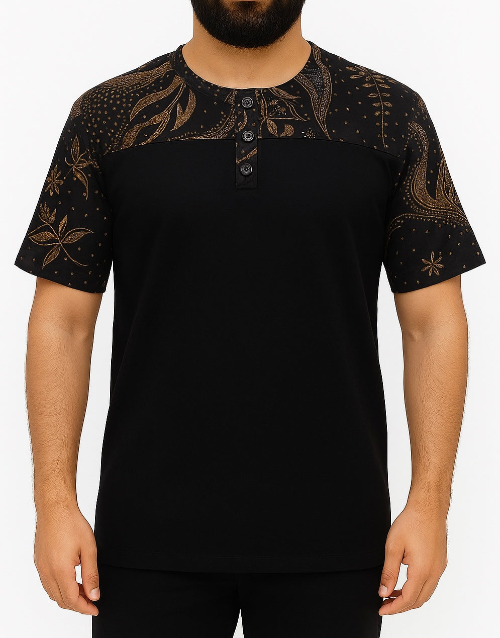 TMW FESA Madinah Cttn Batik Kurta 474 - Top Black (SS)