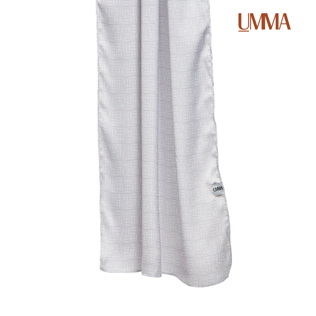 UMMA Monogrammatic Printed Satin Silk Scarf