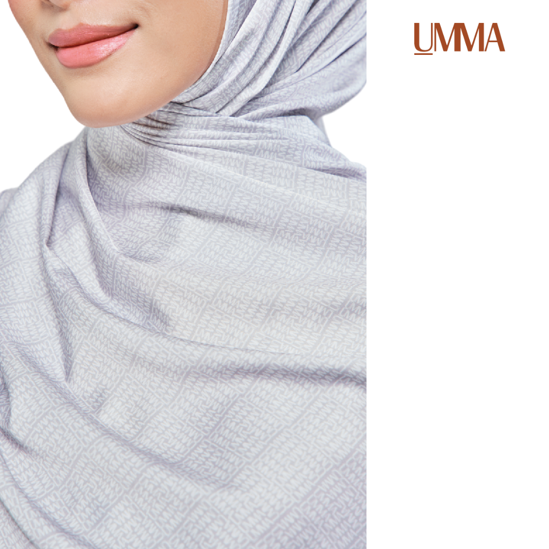 UMMA Monogrammatic Printed Satin Silk Scarf