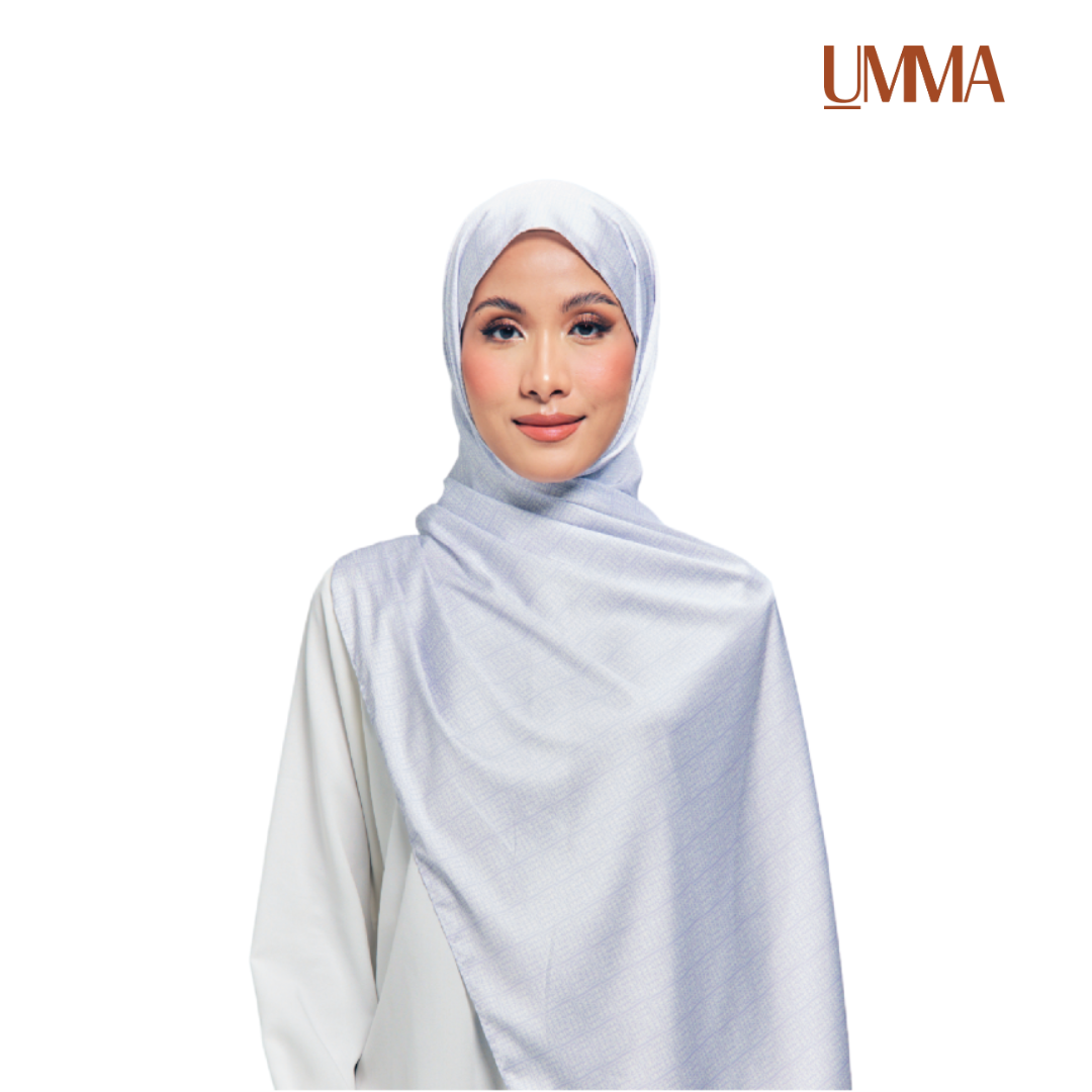 UMMA Monogrammatic Printed Satin Silk Scarf