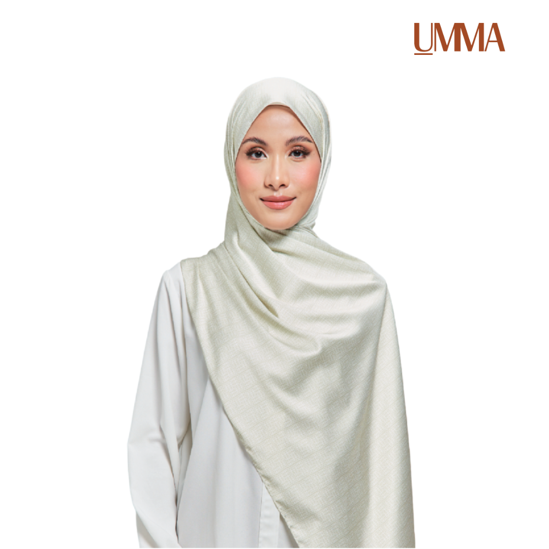 UMMA Monogrammatic Printed Satin Silk Scarf