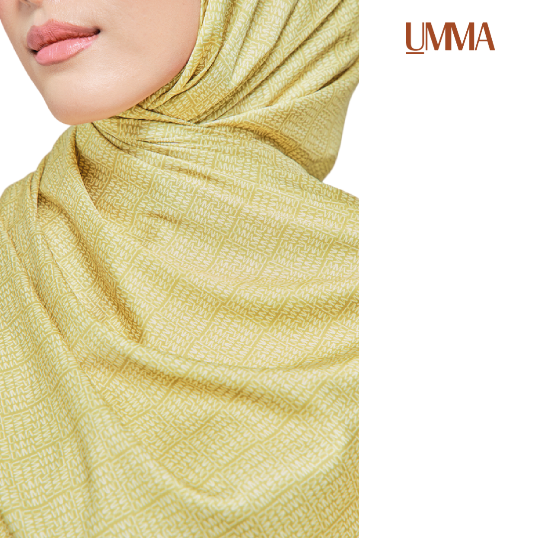 UMMA Monogrammatic Printed Satin Silk Scarf