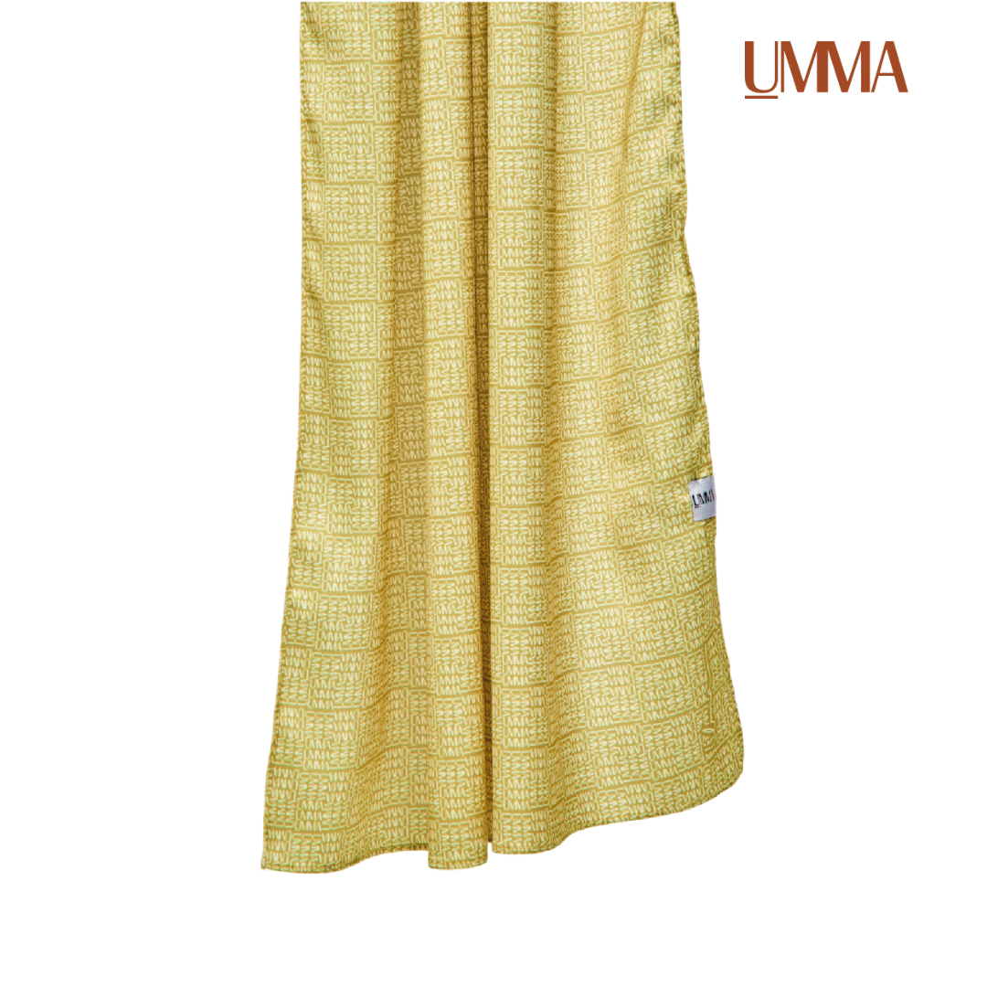 UMMA Monogrammatic Printed Satin Silk Scarf