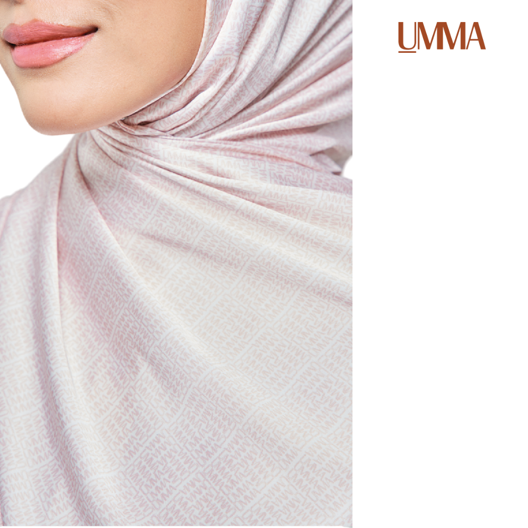 UMMA Monogrammatic Printed Satin Silk Scarf