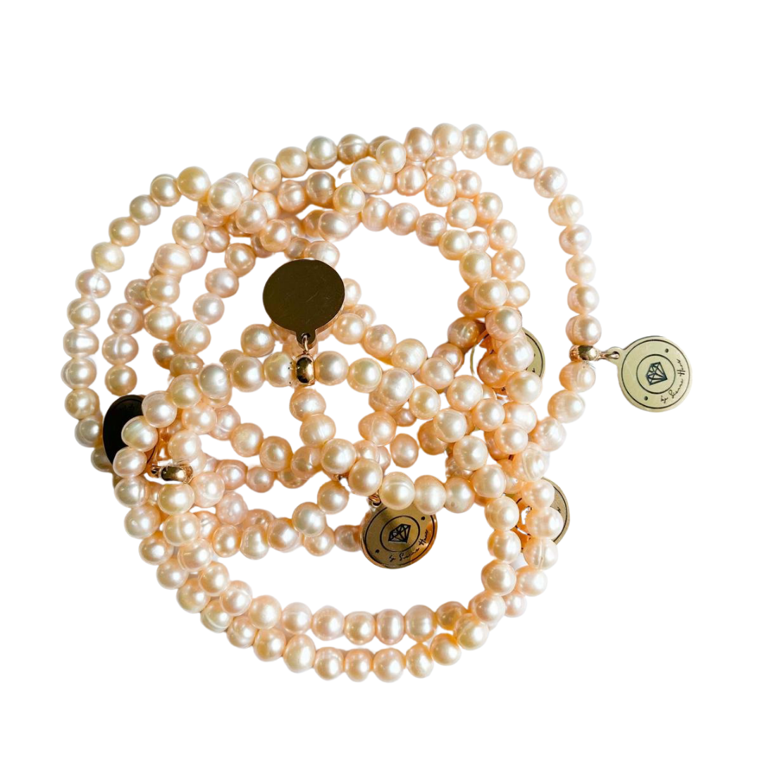 BYSH - ٣٣ pink freshwater pearls tasbih bracelet (2 Sizes)