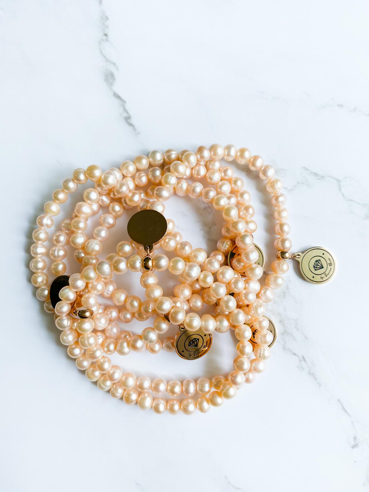 BYSH - ٣٣ pink freshwater pearls tasbih bracelet (2 Sizes)