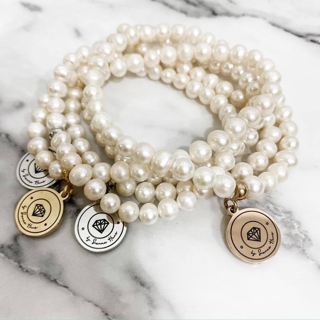 BYSH - ٣٣ white freshwater pearls tasbih bracelet (3 Colours)