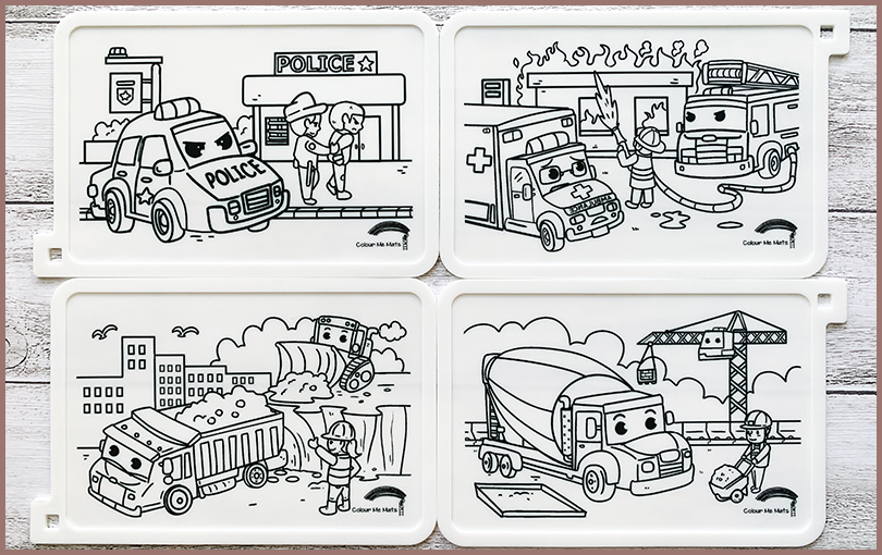 THE PETITE DISTRICT - Emergency & Construction Vehicles : Bundle Puzzle Mats