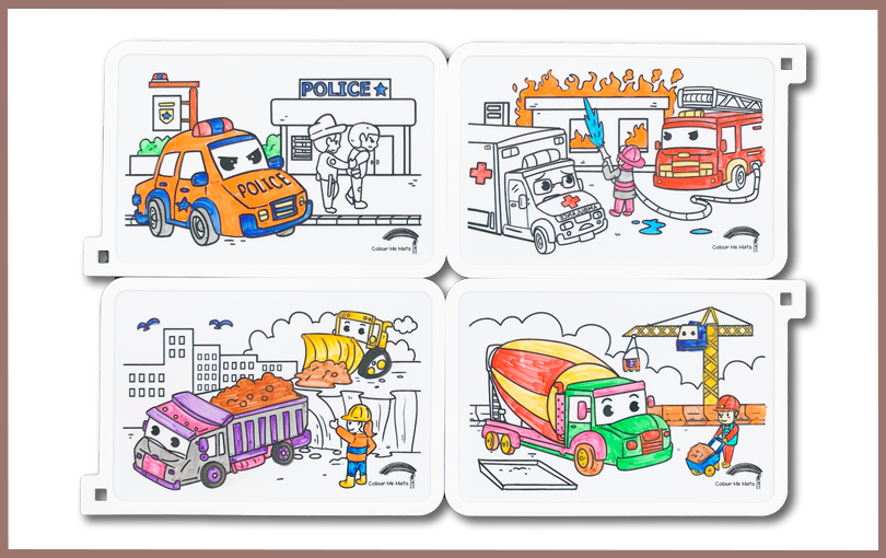 THE PETITE DISTRICT - Emergency & Construction Vehicles : Bundle Puzzle Mats