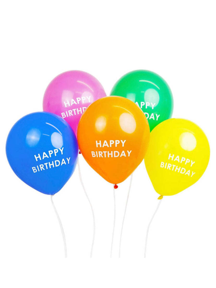 Balloons, 5 Pack, Rainbow, Happy Birthday (DC)