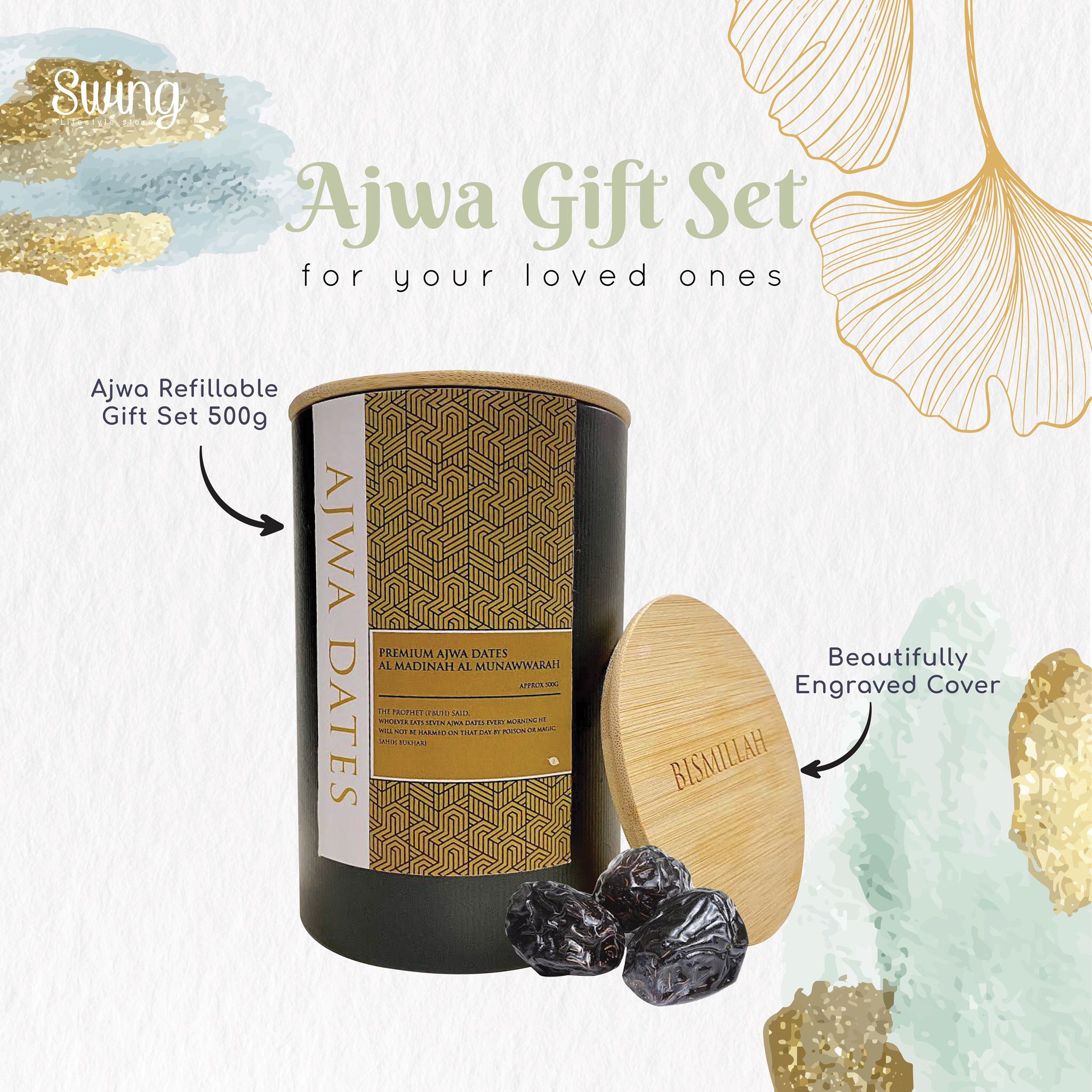 SWING SUROOR - Premium Ajwa Dates - Refillable Gift Set (500g)