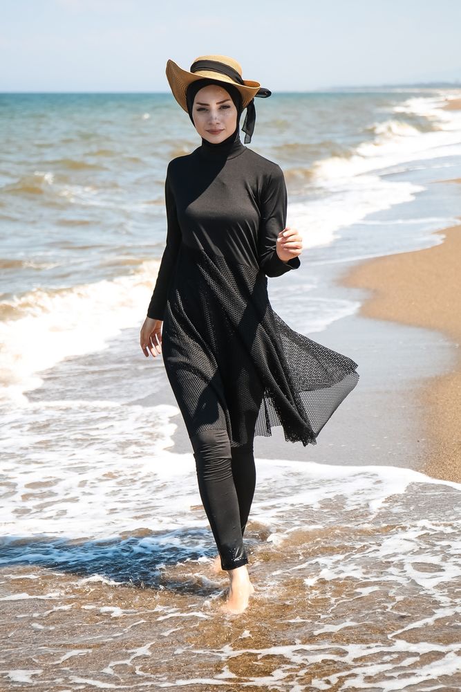 *ONLINE EXCLUSIVE* Marina Modest Swimsuit M2035 - Black Triple Mesh