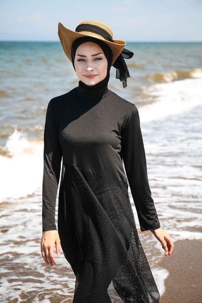 Marina Modest Swimsuit M2035 - Black Triple Mesh