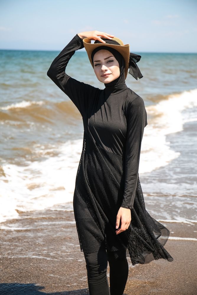 *ONLINE EXCLUSIVE* Marina Modest Swimsuit M2035 - Black Triple Mesh