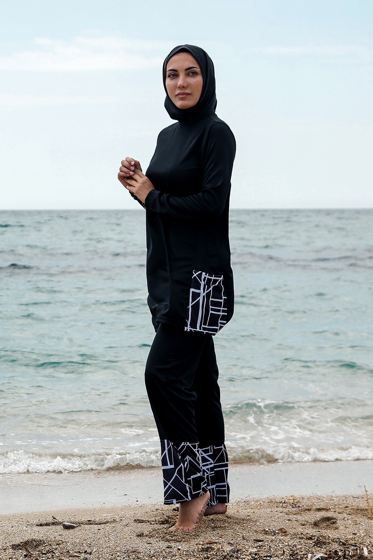 *ONLINE EXCLUSIVE* Marina Modest Swimsuit R1114 - Rivamera Black and White